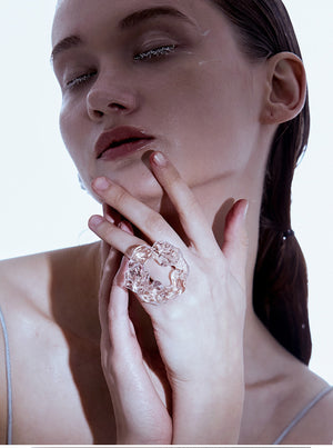 FOSSILIZED DIAMOND DISC RING