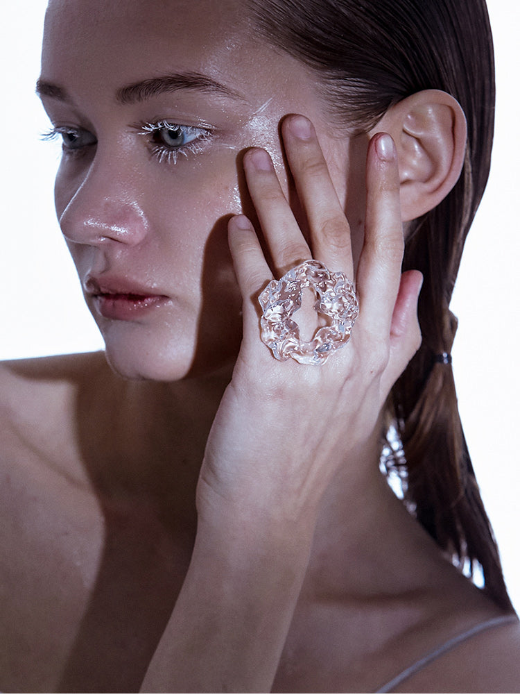 FOSSILIZED DIAMOND DISC RING