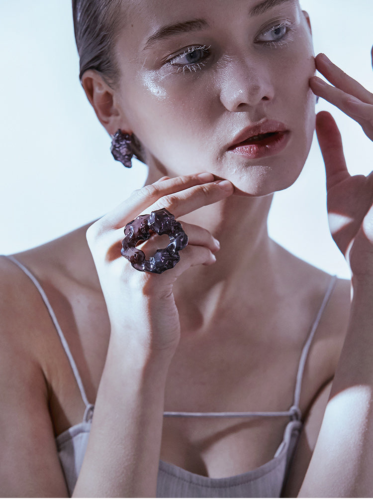 FOSSILIZED DIAMOND DISC RING