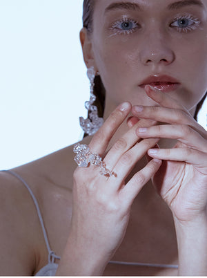 FOSSILIZED DIAMOND LONG RING