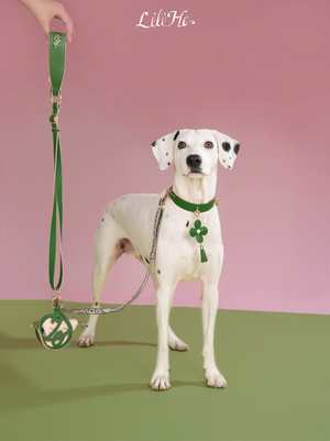 GREEN WONDERLAND LAMBSKIN PET LEASH