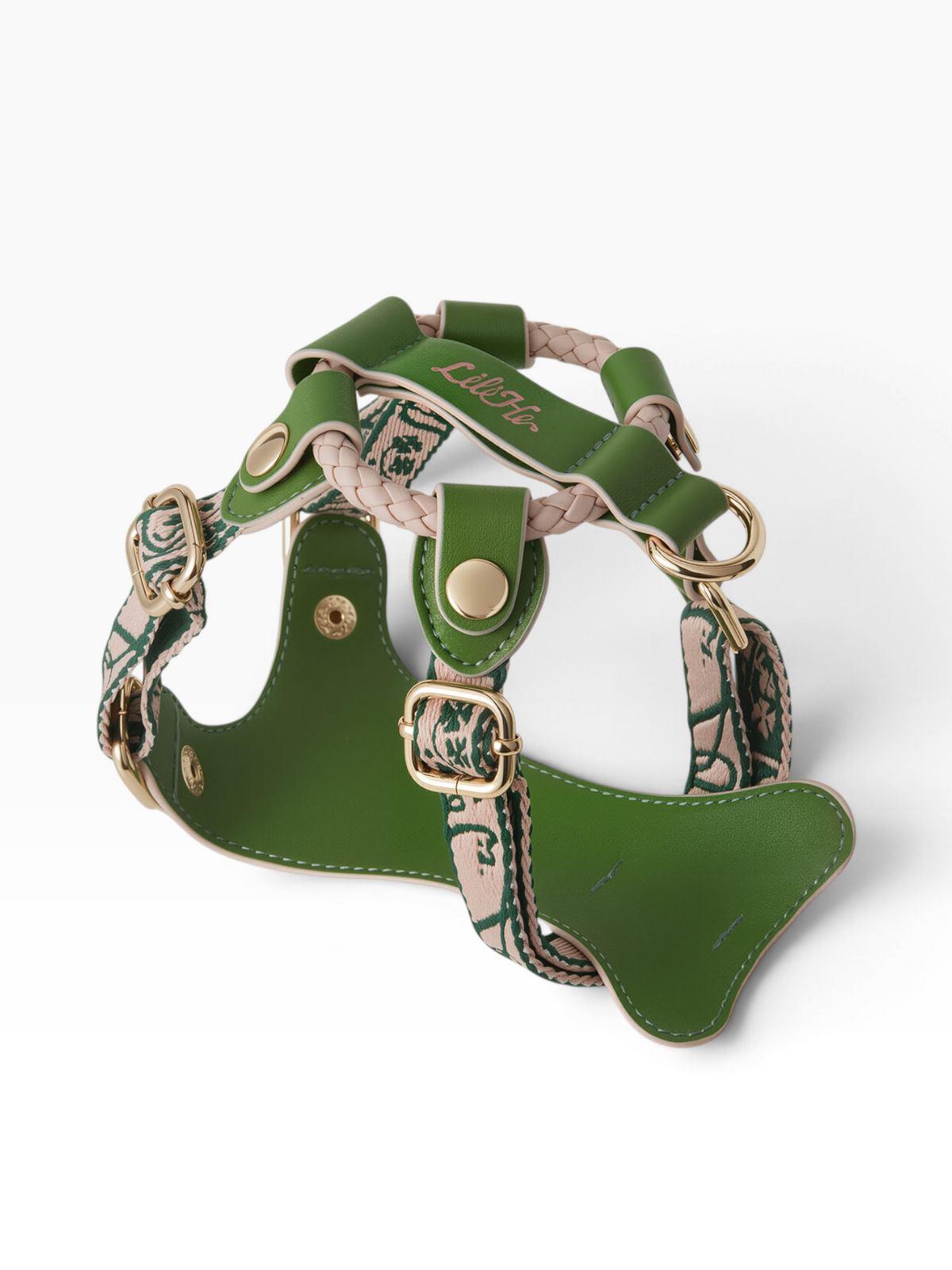 GREEN WONDERLAND LAMBSKIN PET HARNESS